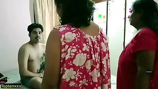 Desi bhabhi and her stepsister caught devar masturbate! Indian copulation